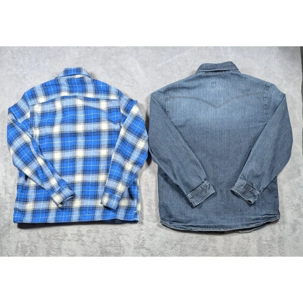 Gap Kids Canyon River Blues Button Front Shirt Youth Size Medium Blue Lot of 2